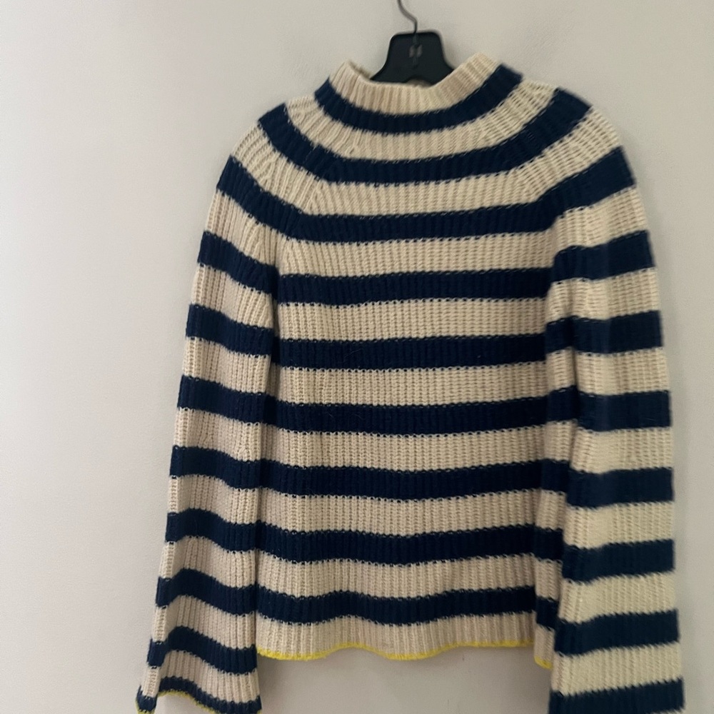 Anthropologie Navy and Cream Striped Turtleneck Sweater - Picture 8 of 14